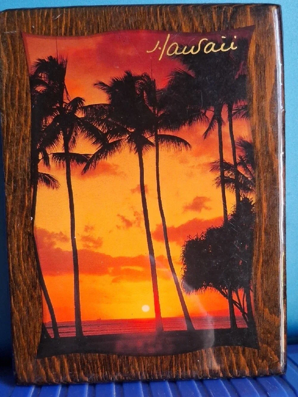 Sunset Palm Wood Wall Art - Orange